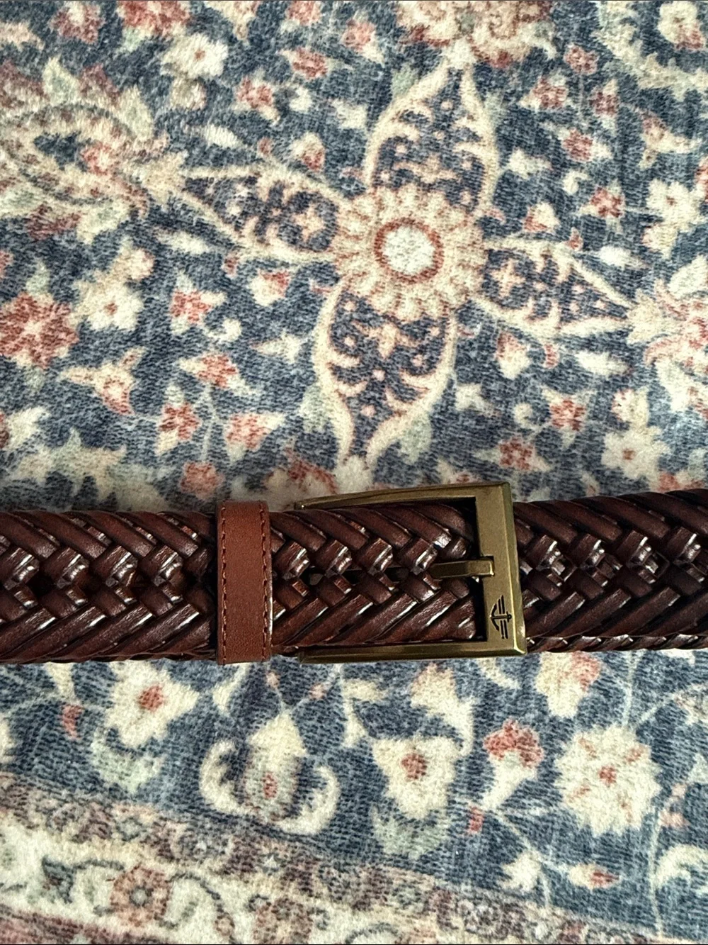 Dockers Braided Leather Belt in Dark Brown with Brass Buckle